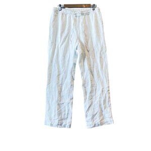 Charter Club Pants Ivory Linen Womens M Drawstring‎ Waist Lagenlook Comfy